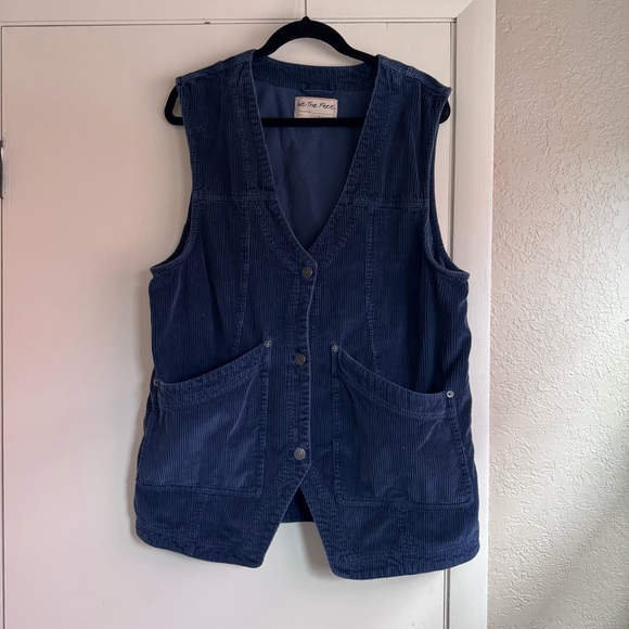 FREE PEOPLE We The Free Valerie Cord Vest - Majolica Blue - Picture 2 of 6